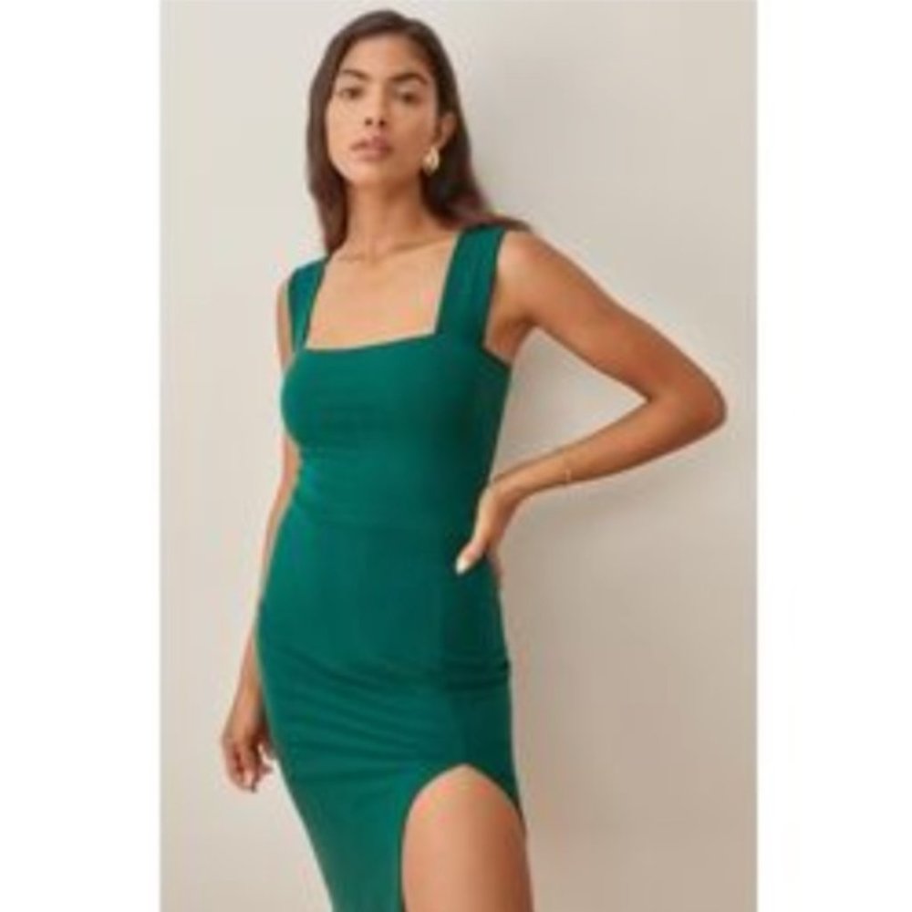 REFORMATION Cassi Sheath Dress - Emerald - XS